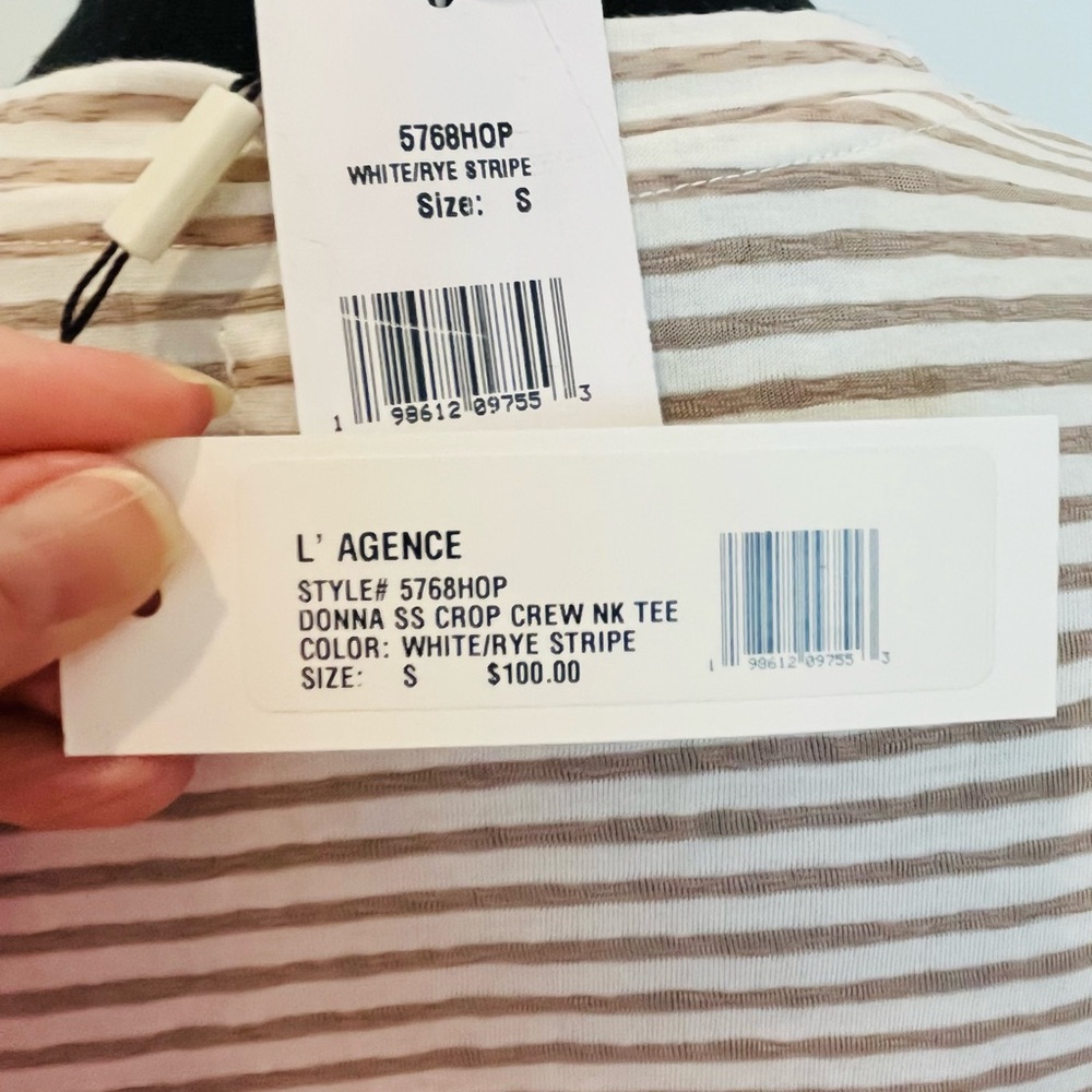 L’Agence Donna Stripe Cropped Tee - Picture 8 of 13